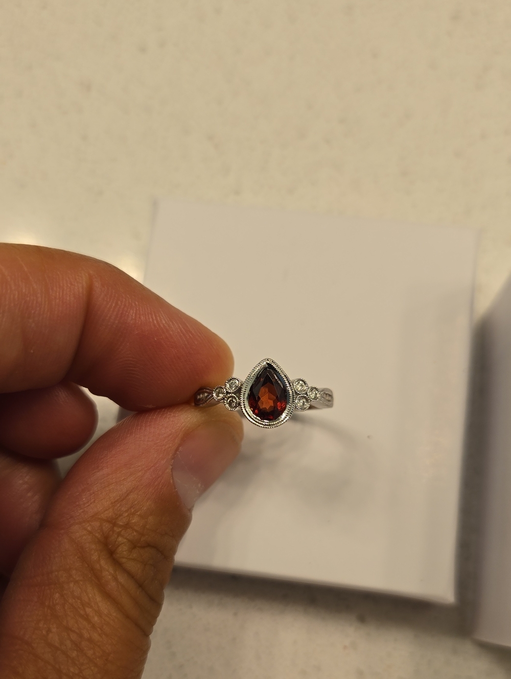 Gabriel & Co 14k White Gold Garnet And Diamond Ring